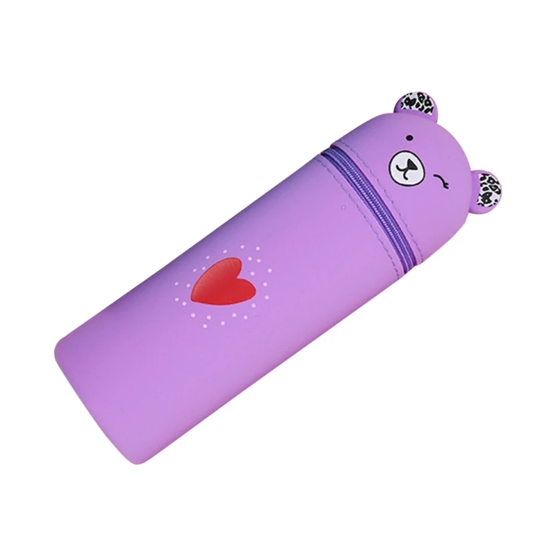 Мультяшный силиконовый пенал большой емкости, сумки для ручек, пенал на молнии, стоячий держатель для ручек, подарок для