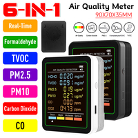 6-in-1 Air Quality Monitor Portable Temperature Humidity Detectors Real-Time Omaldehyde TVOC PM2.5/10 Carbon Dioxide CO Tester