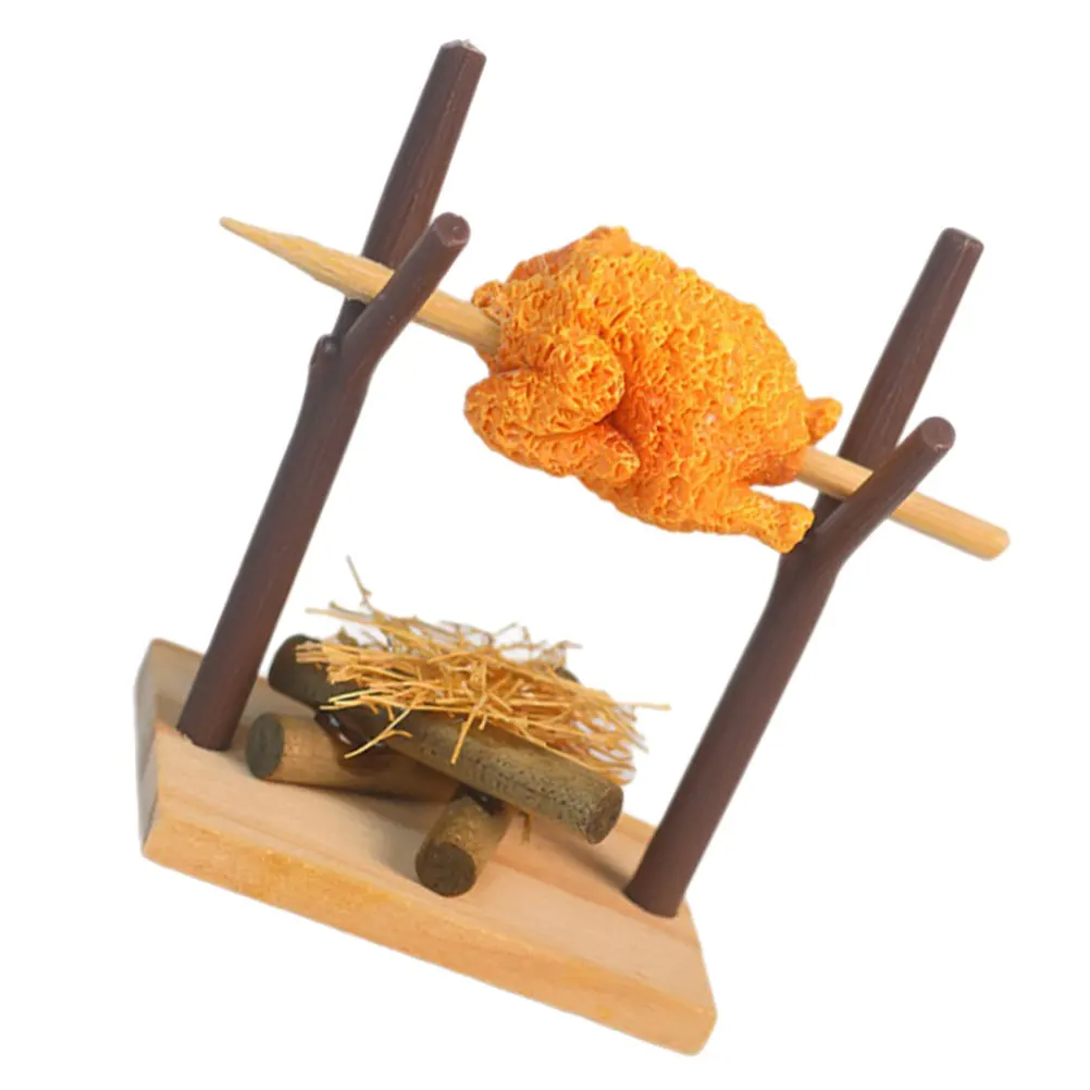 

Picnic Barbecue Props Grill Bbq Chicken Model Kit for Dollhouse Toys Black Birch Miniature Stove