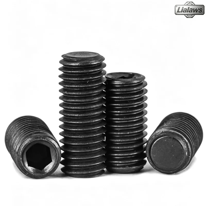 Black 12.9 Grade High Strength Allen Head Hex Hexagon Socket Flat Point Set Screw Grub Bolt M1.6 M2 M2.5 M3 M4 M5 M6 M8~M16