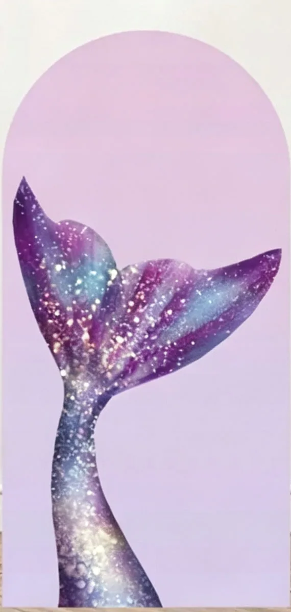 Custom Double-Sided Mermaid Baby Shower Arch Backdrop Cover Pearl Fish Tail Diy Name Age Birthday Party Photography Background