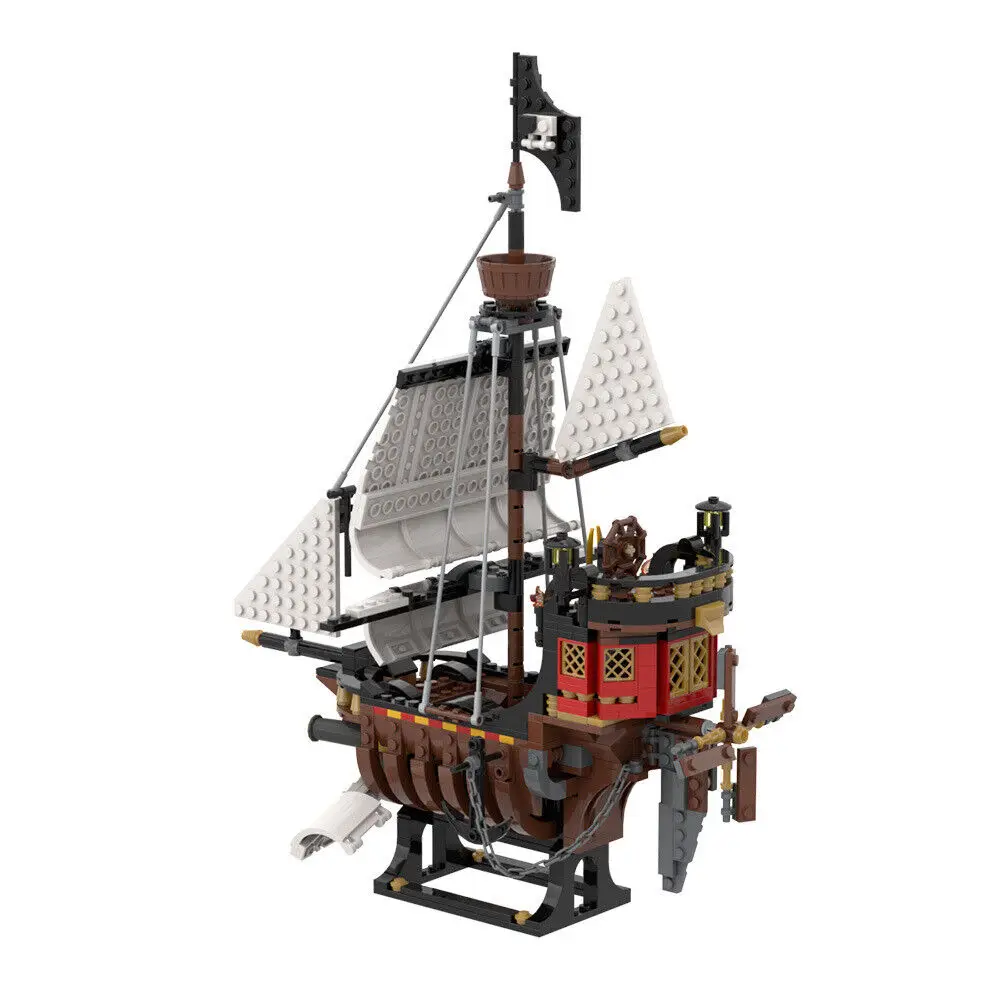 Sky Pirates Skeleton Ship Flying Pirate Ship with Stand 662 Pieces MOC Build