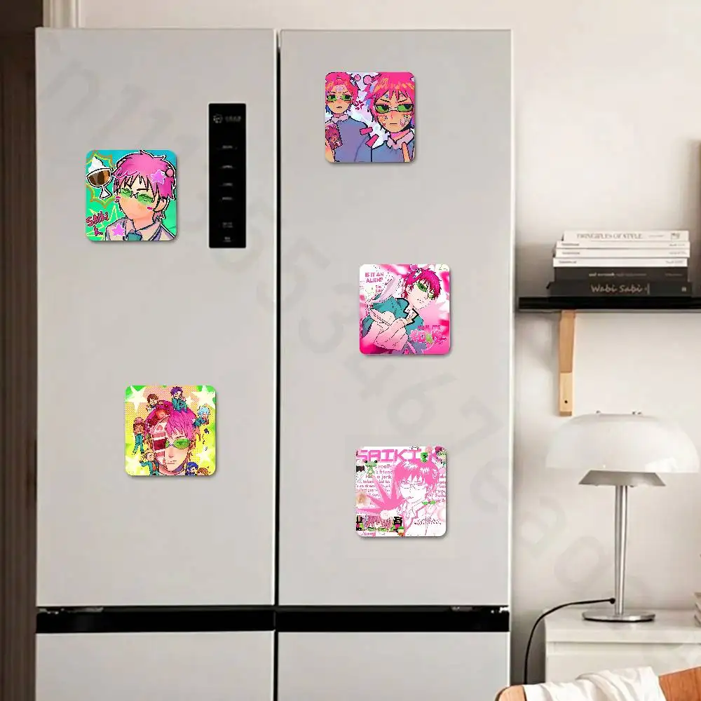 

S-Saiki K D-Disastrous L-Life Fridge Magnet Personalized Magnetic Durable Plastic Square Picture Surface Fridge Magnets