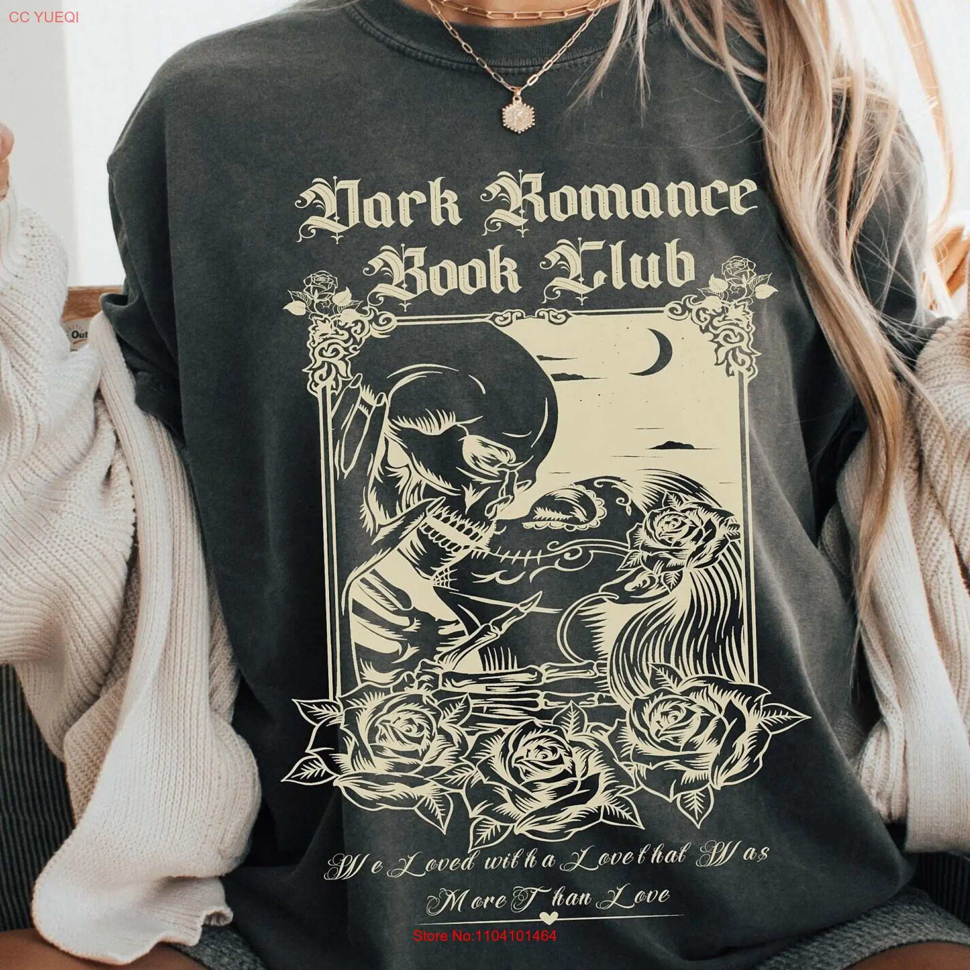 Dark Romance Book Club T Shirt Annabel Lee Edgar Allan Poe We Loved with a Love The Lovers Skeleton long or short sleeves