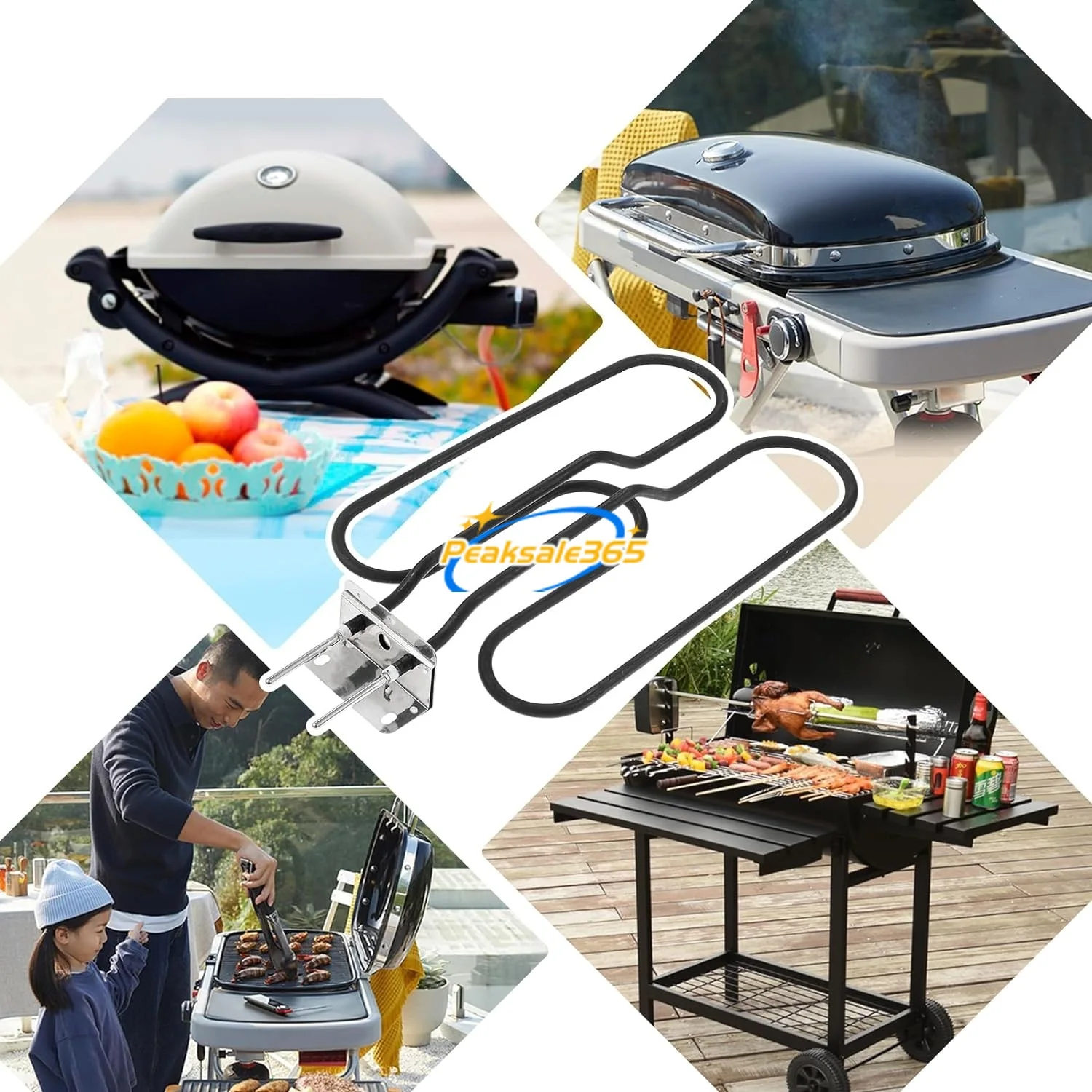 Imagem -02 - Elemento de Aquecimento de Durável Substituição Fit para Weber Electric Grill Q140 Q1400 Bobina 230v 2200w 6661 65621 1set Aço Inoxidável