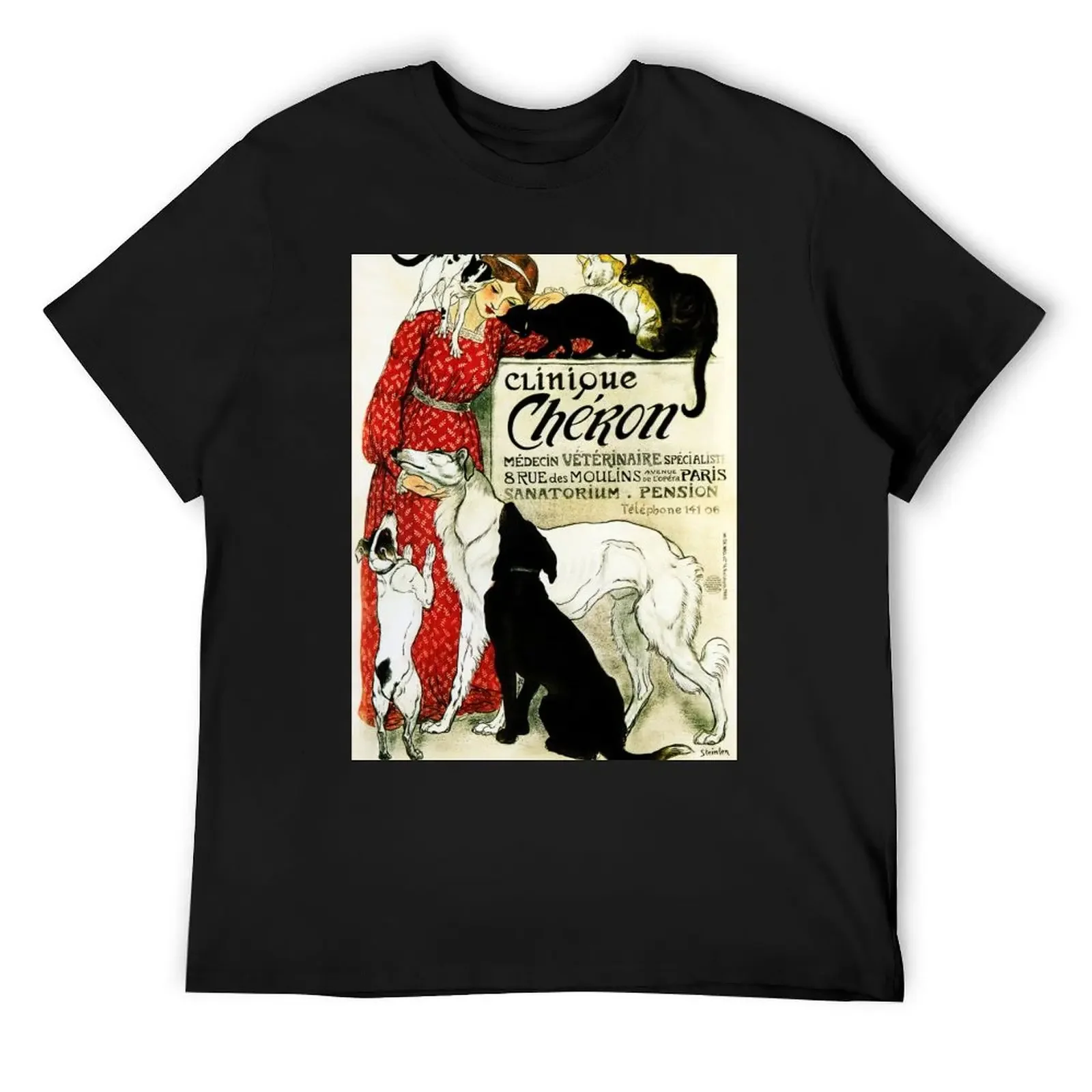 CLINIQUE CHERON Animal Clinic by Theophile Steinlen c1905 Vintage Advertising Art T-Shirt plus sizes topping clothes for men