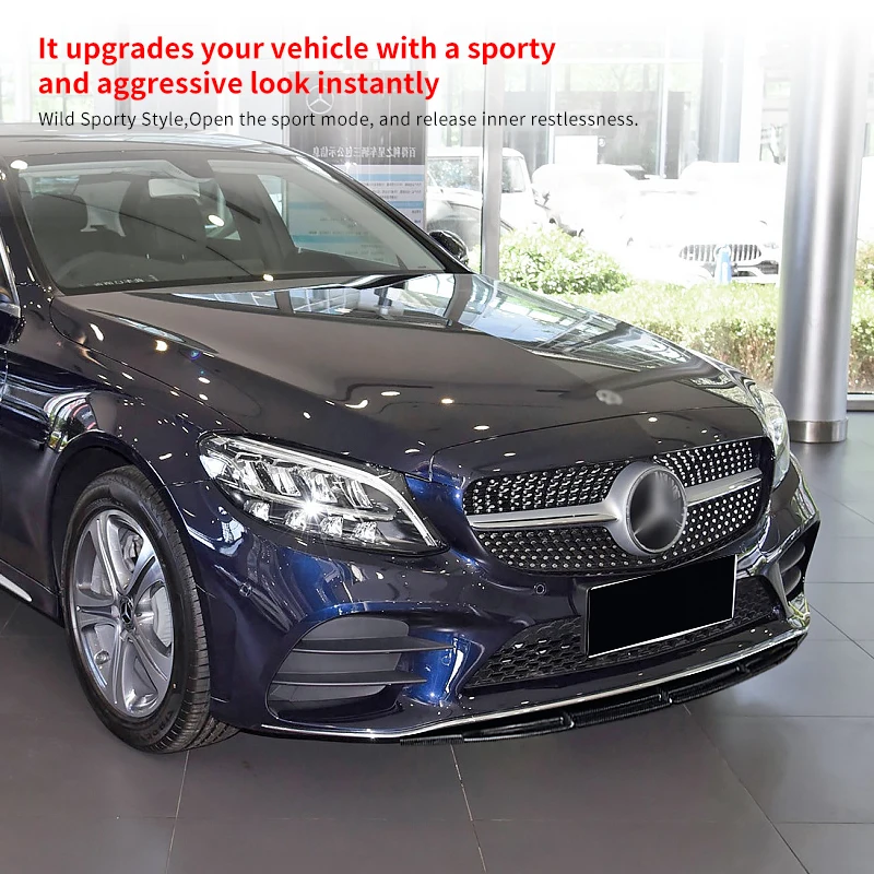 

For Mercedes Benz C-Class C260 C300 2019-2021 Car Front Bumper Splitter Lip Body Kit Spoiler Chin Plate Carbon Fiber Accessories