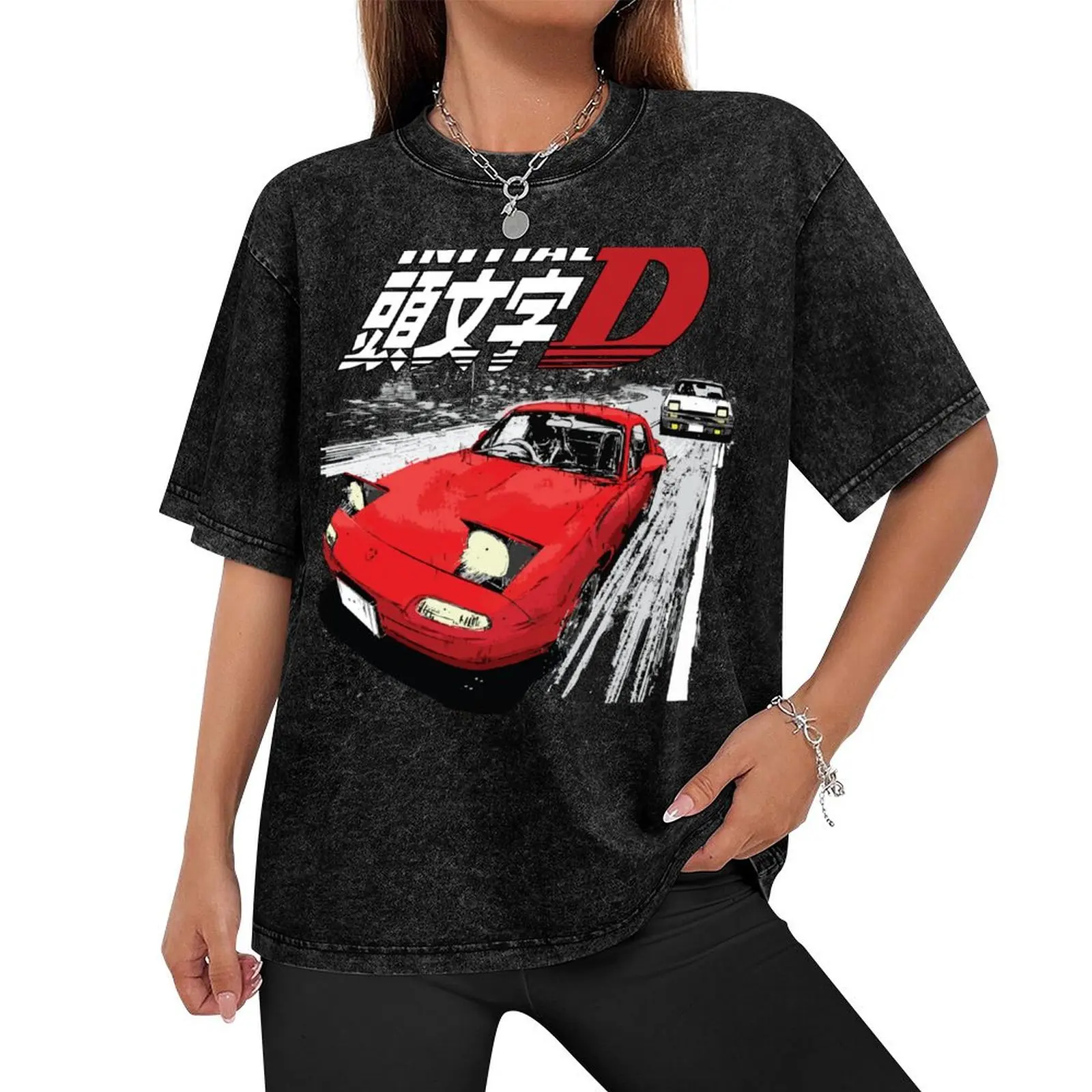 Initial D - Mountain Drift Racing Tandem Takumi Fujiwara AE86 vs Toru Suetsugu's Eunos MX5 miata NA Roadster T-Shirt