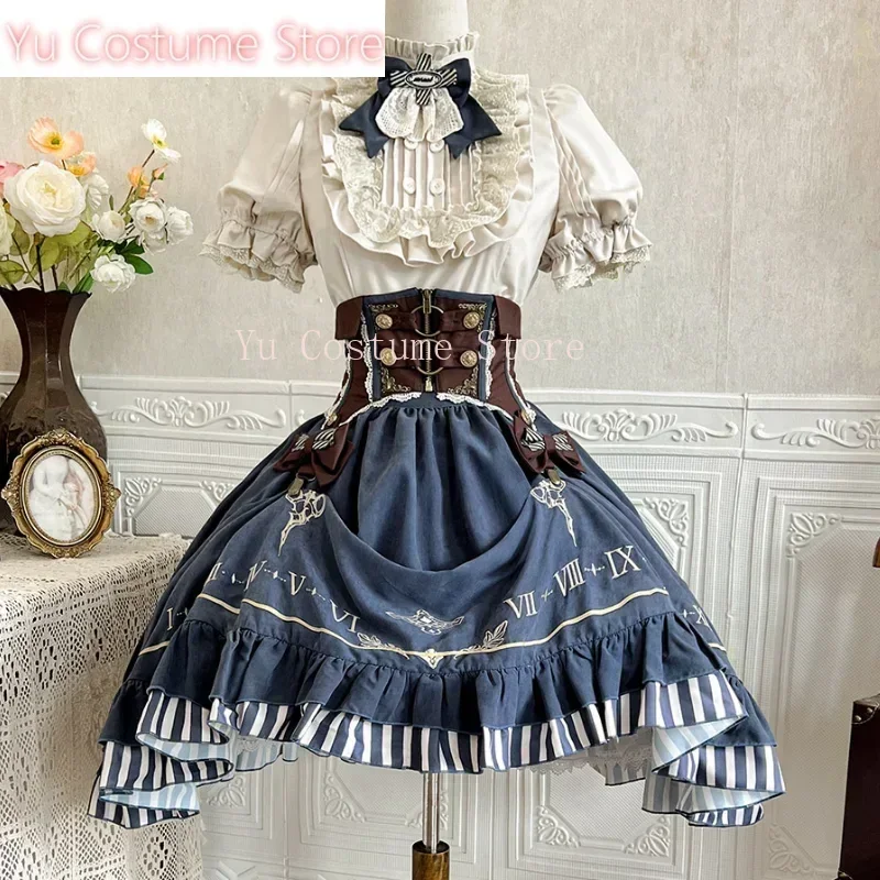 

Vintage Gothic Lolita Dress Set Women Sweet Princess Puff Sleeve Shirt Girdle Y2k Skirt 3 Piece Set Punk Halloween Outfits 2025