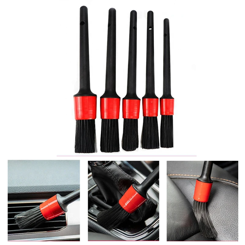 

5 pcs Soft Car Detailing Brush Set PP Hair Auto Brush for Both Dry and Wet Use Wheel Air Outlet Cleaning Tool Detail brushes