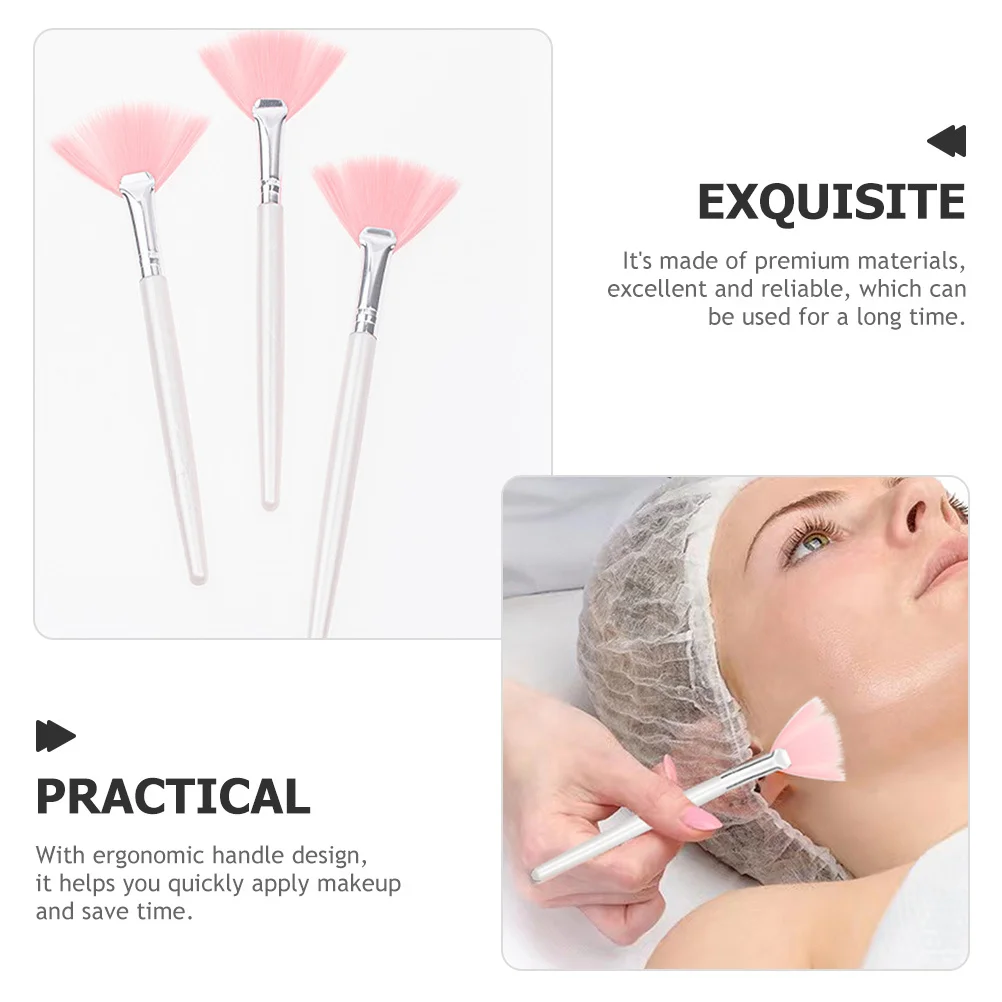 6 szt. Pędzle do makijażu w kształcie wachlarza, długi uchwyt, miękkie włosie, do podkładu, pudru, blendowania, do masek na twarz, konturowania i rozświetlania
