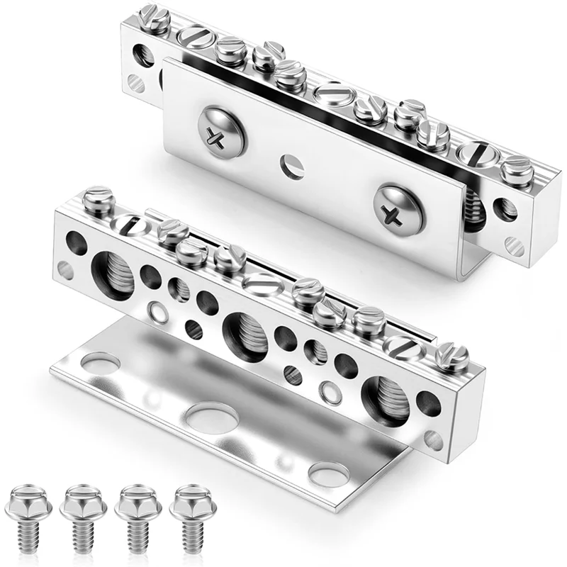 

ABRU-Ground Bar Kit 2 Pack 11 Terminal, Ground Bus Bar 14-Gauge 1/0 Wire Range No 14-6 Small Openings