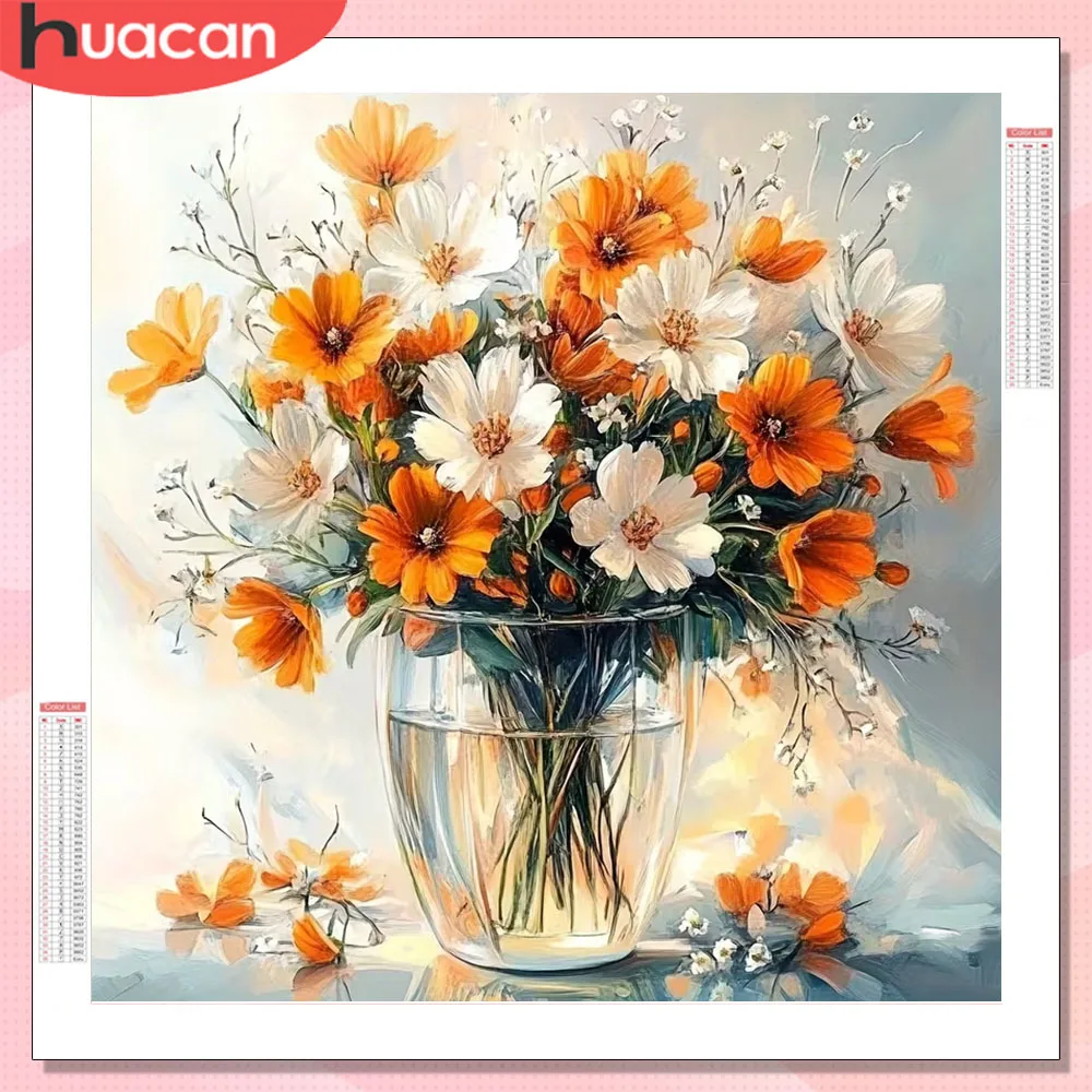 HUACAN Diamantmalerei Gänseblümchen Blumen-Diamantkunst Neu 2026 Mosaik Blumenwanddekoration Handgefertigt Vollflächig