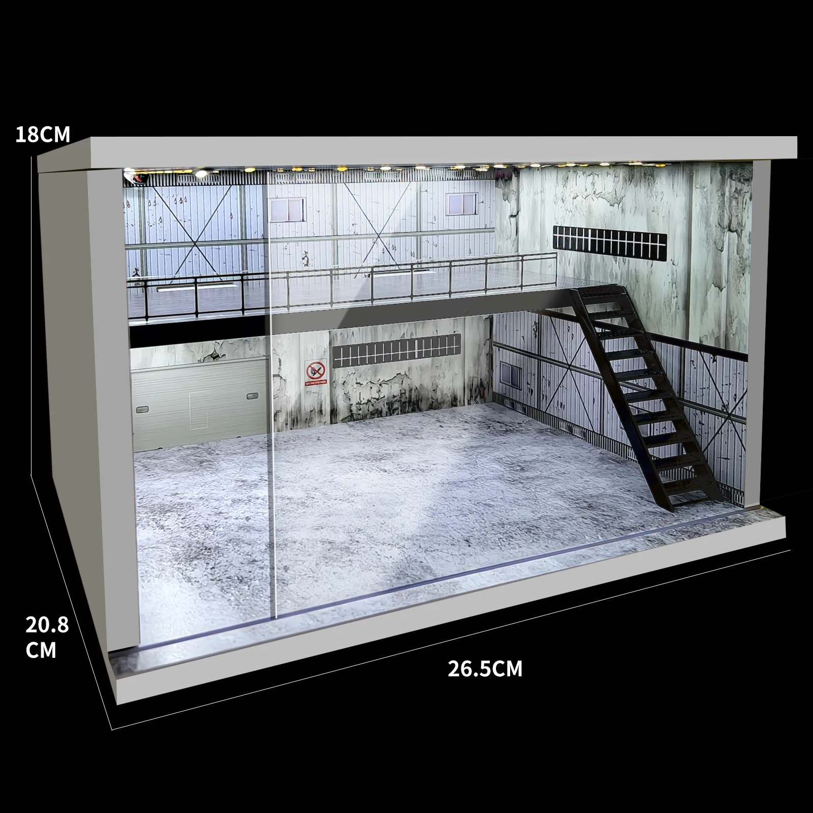 1/64 Scale Car Parking Garage Diorama Models with USB LED Lighting & Acrylic Display Case Miniature Car Model Display Box