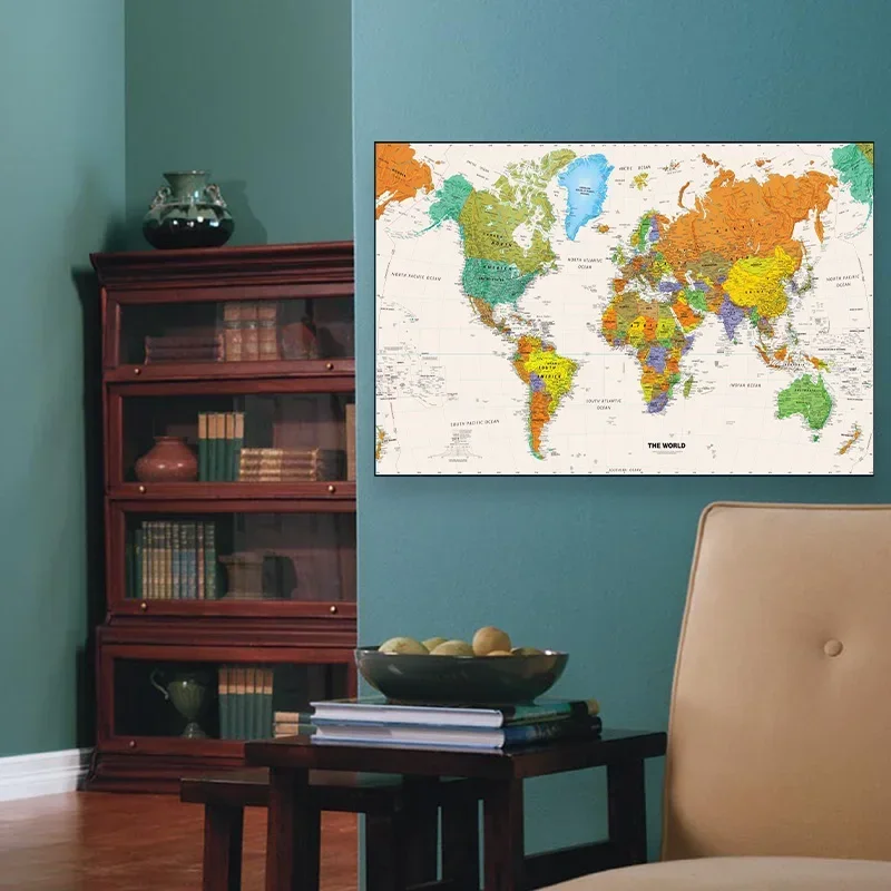 세계지도 여행 포스터 캔버스 Frameless 그림 벽 교수형 예술 거실 학교 용품 장식 그림 A2 59*42cm