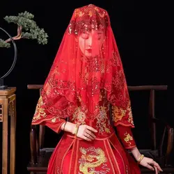 Chinês Antigo Rendas Véus De Noiva, Capas De Cabeça, Phoenix Acessórios Do Casamento, Bridal Headwear, Noiva Headwear