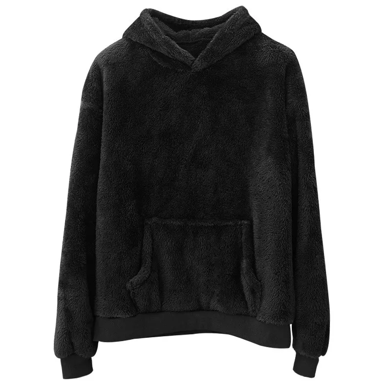 Herren-Pullover mit Kapuze, Lammhaar, Samt-Jaset-Mantel, moderner SLE-Wärme, bequemer Polyester-Stoff, Frühling, Herbst, Winter