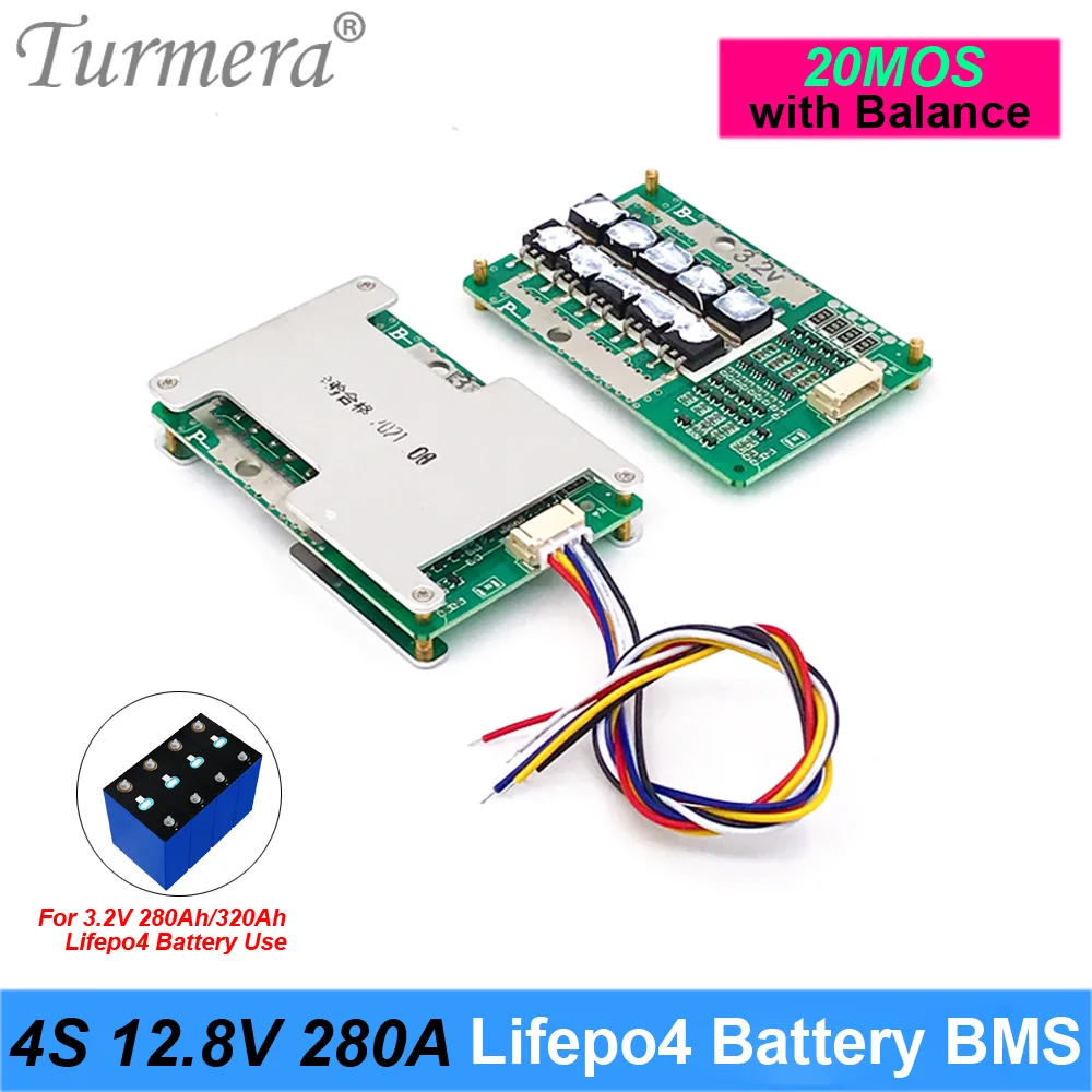 Turmera 4S 12.8V 280A Balance Lifepo4 Battery BMS Balance Protected Board for 3.2V 100Ah 200Ah 280Ah 320Ah Lifepo4 Batteries Use