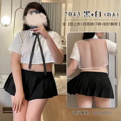 Plus Size Sexy Cosplay Lingerie Student Uniform Anime School Girl Erotic Crotchless Lolita Dress Japanese Role Play Outfit 3XL