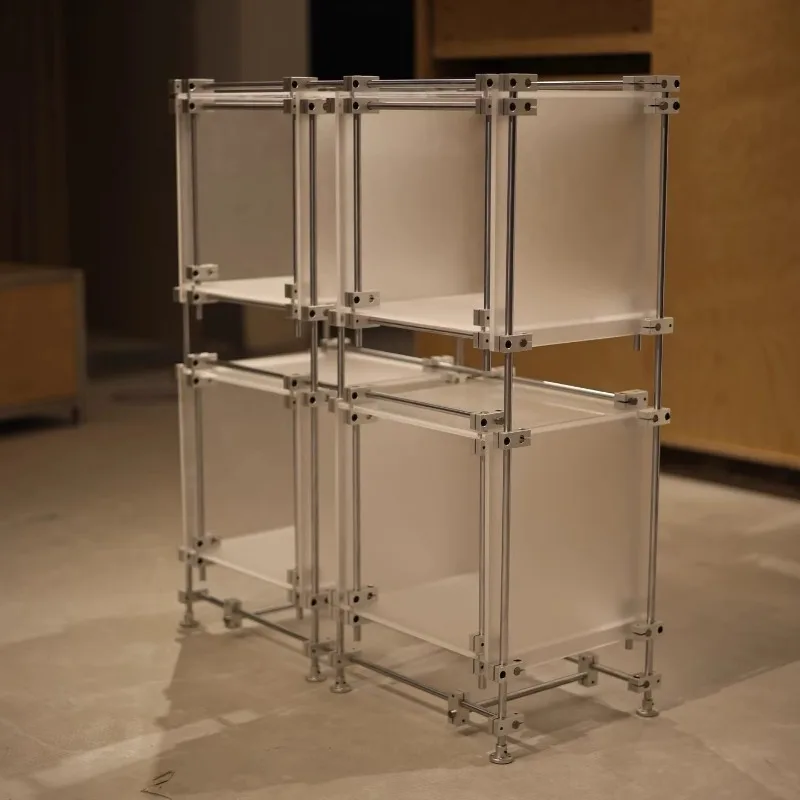 Frosted acrylic optical axis floor multi-layer shelf storage rack living room dining side cabinet