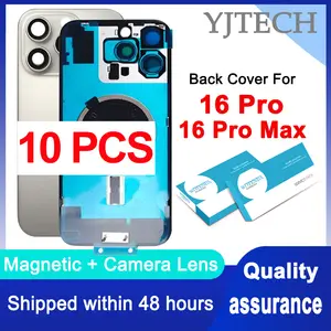 Bilashmart 10 / Lot 2 in 1 iPhone 16 Pro Max Back Housing Cover Battery Glass 16 Pro Rear Door Chassis Frame Bezel Metal Plate