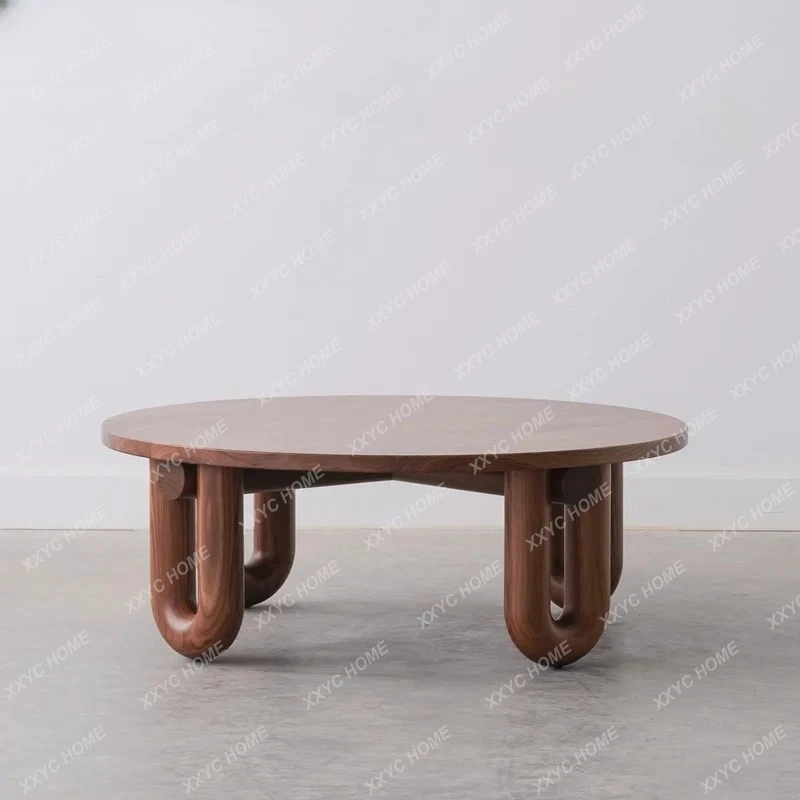 

X Modern Home Round Solid Wood Coffee Table Simple Bed And Breakfast Living Room U-shaped Table