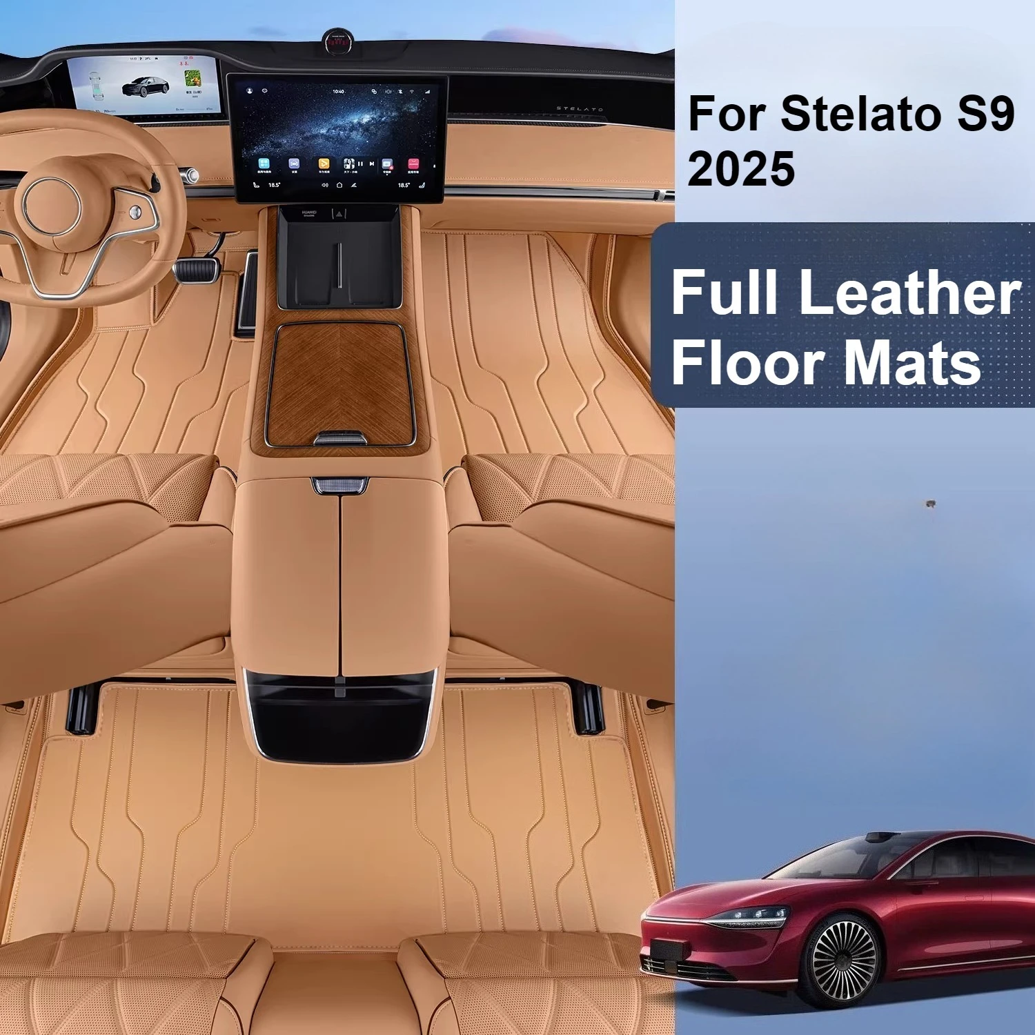 

For Stelato S9 2025 Full-Coverage Extended Range Floor Mats Premium Leather Waterproof Dirt-Resistant Carpet Custom Accessories