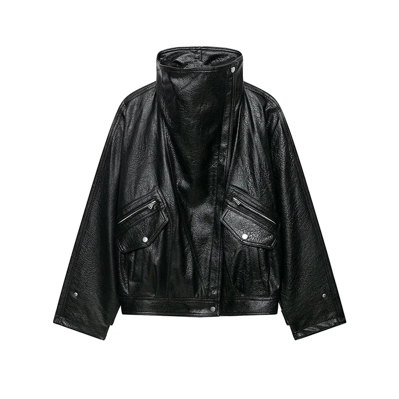 Fashion Women Faux Leather Jacket Coat Fashion Zipper Loose Jacket Autumn Winter Women's Coat Casual Women Jacket New Outerwear