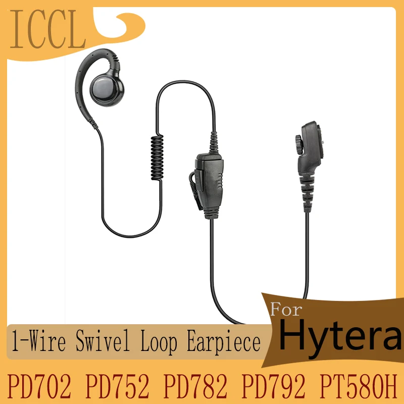 RISENKE-Two Way Radio Headset for Hytera, Privacy Surveillance Earphone, 1Wire and Mic, PD702, PD752, PD782, PD792, PT580H