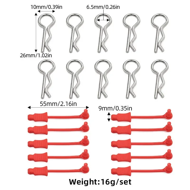 

10Pcs Upgrade Body Clip Retainer 1/7 1/8 Body Shell Post Column Mount Clips Parts Bent Springy R Pins For Arrma RC Car