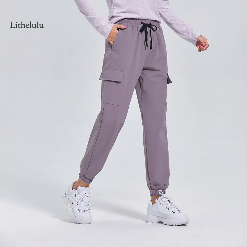 

Women's Outdoor Running Yoga Fitness Loose Quick-drying Cargo Sports Pants High Waist Casual Wide Leg Joggings Yoga Gym Trousers