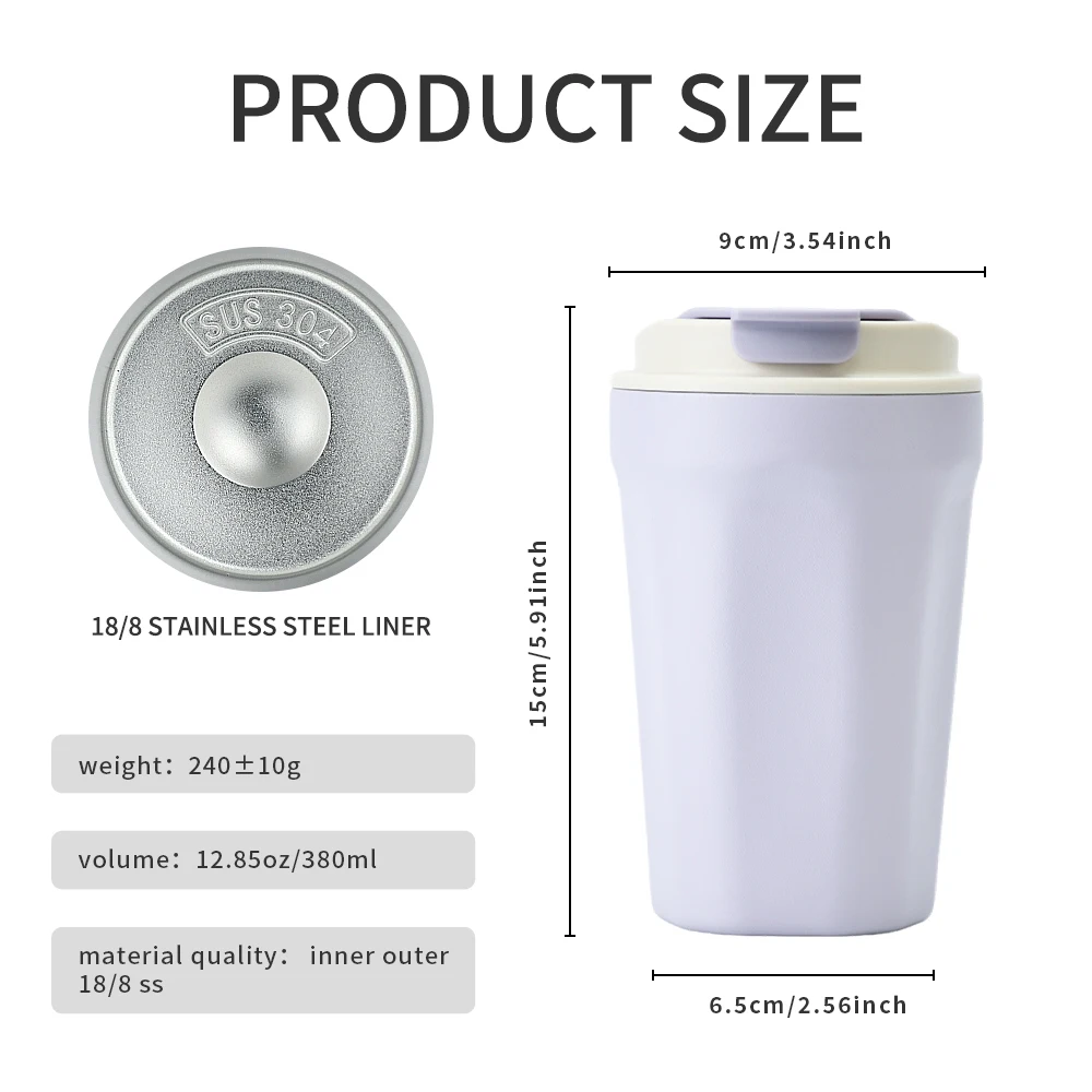 Stainless Steel Coffee Cup Double Wall Vacuum Flask Thermos Mug Pink Insulated Cup Portable Car Travel Mug