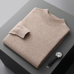 Autunno e inverno nuovo maglione di cashmere da uomo prima linea pullover pronto da indossare maglione semi-alto per il tempo libero maglione di pura lana