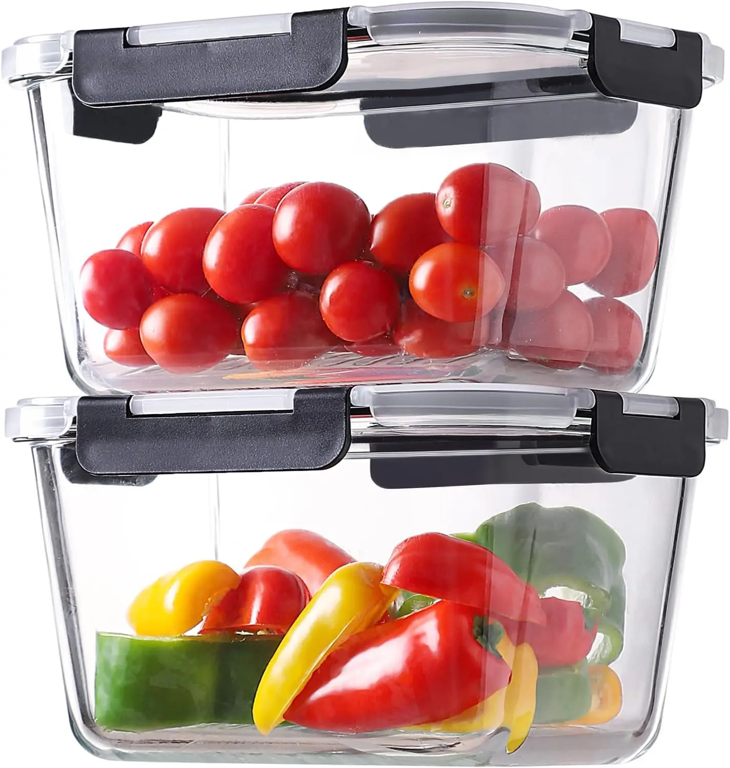 4-Piece 63oz Glass Food Storage Containers with Lids, Airtight Bento Boxes, Microwave & Oven Safe for Meal Prep