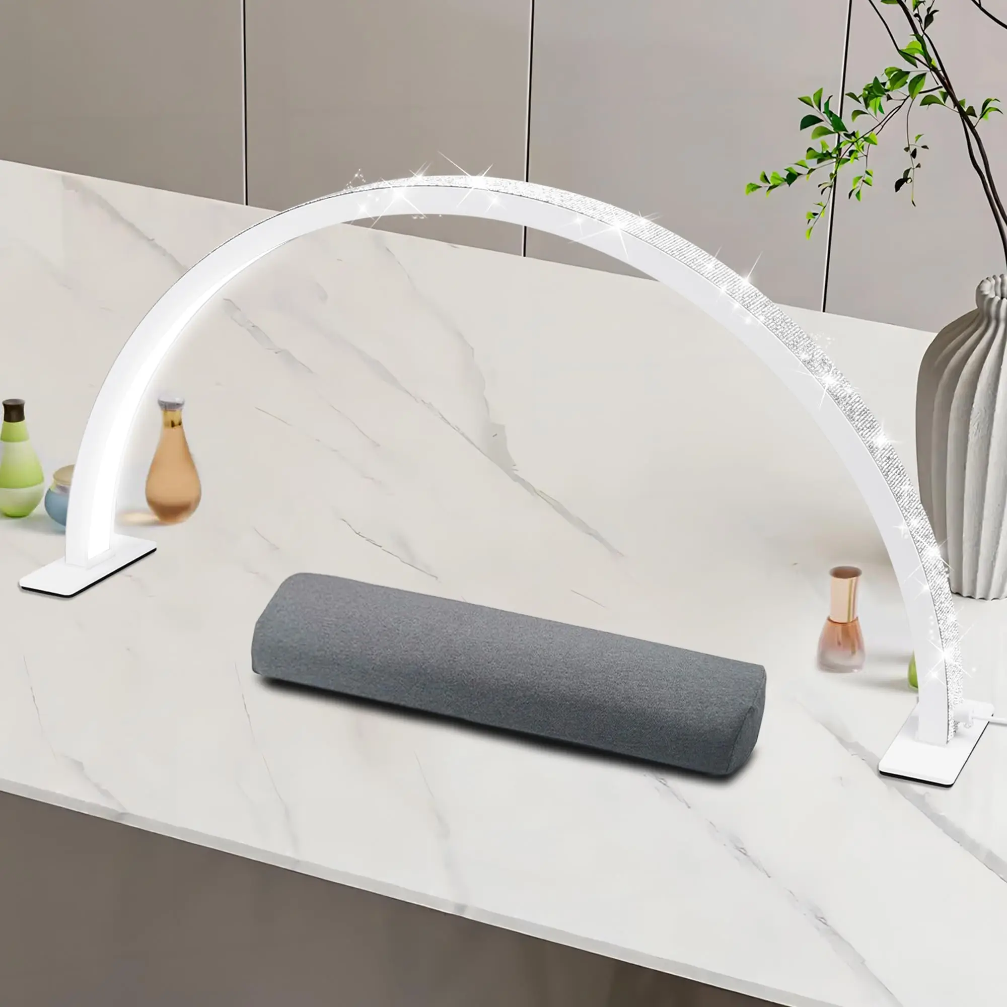 55 cm Halbmondlicht für Nagelschreibtisch, Make-up-Schreibtischlampe, Farbtemperatur 2700 K–6000 K, Salon und Zuhause (Kristalldiamant)