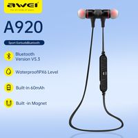 Awei A920BL/B926BL Neckbank Bluetooth Earphones With Mic Wireless Bluetooth Headphones Hifi Bass Earbuds Sports Headset Gamer