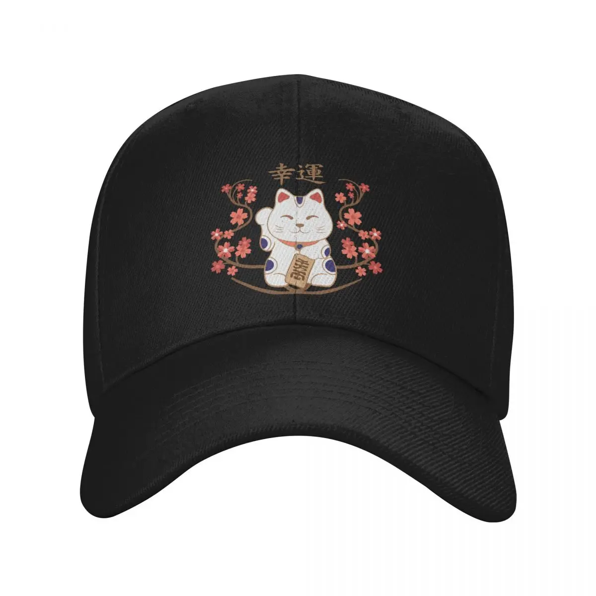 moda-personalizada-maneki-neko-gato-com-boa-sorte-kanji-bone-de-beisebol-feminino-masculino-ajustavel-pai-chapeu-protecao-solar-snapback-chapeus