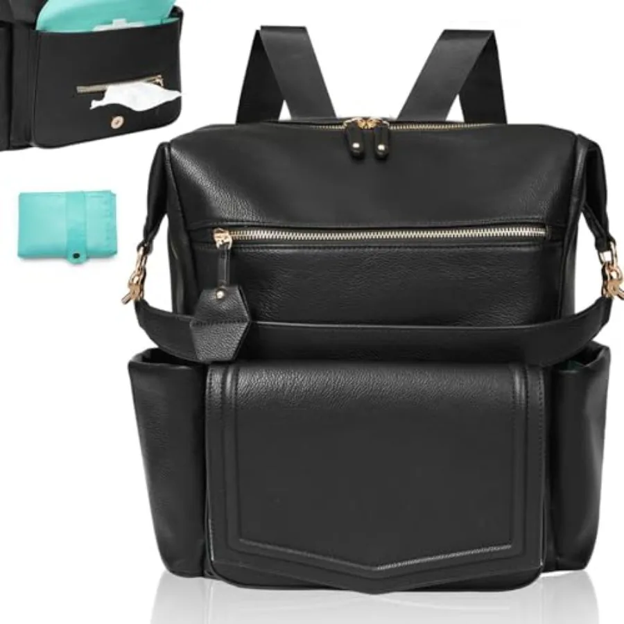 

MOMINSIDE Diaper Bag Backpack Convertible Hobo Large Baby Bag with 14 Pockets 6 Bottle Pouches Wipes Pouch Insulated Pockets