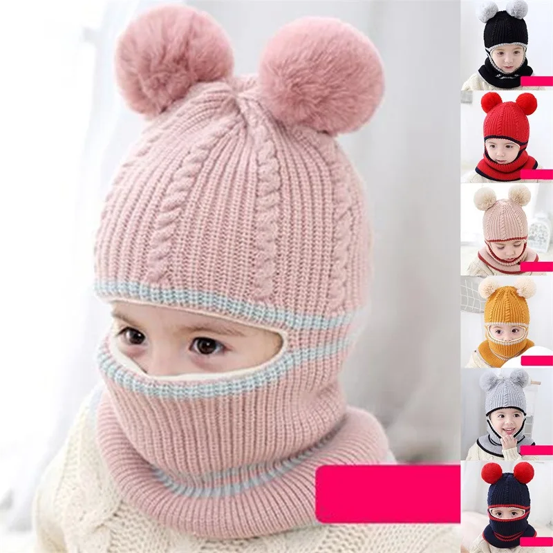 Baby Winter Hat Pompom Children Knitted Hats Baby Girls and Boys Hat with Warm Fleece Lining Hats for Kids