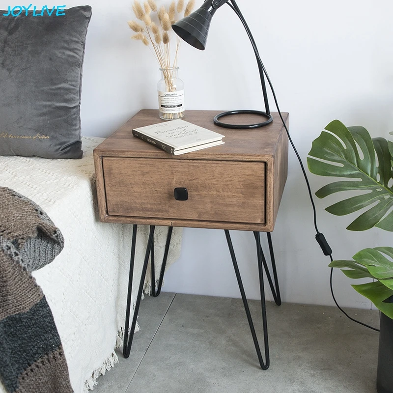 JOYLIVE Bedside Table Nordic Simple Modern Net Red INS Wind Bedroom Solid Wood Bedside Cabinet Locker Small Apartment New Hot