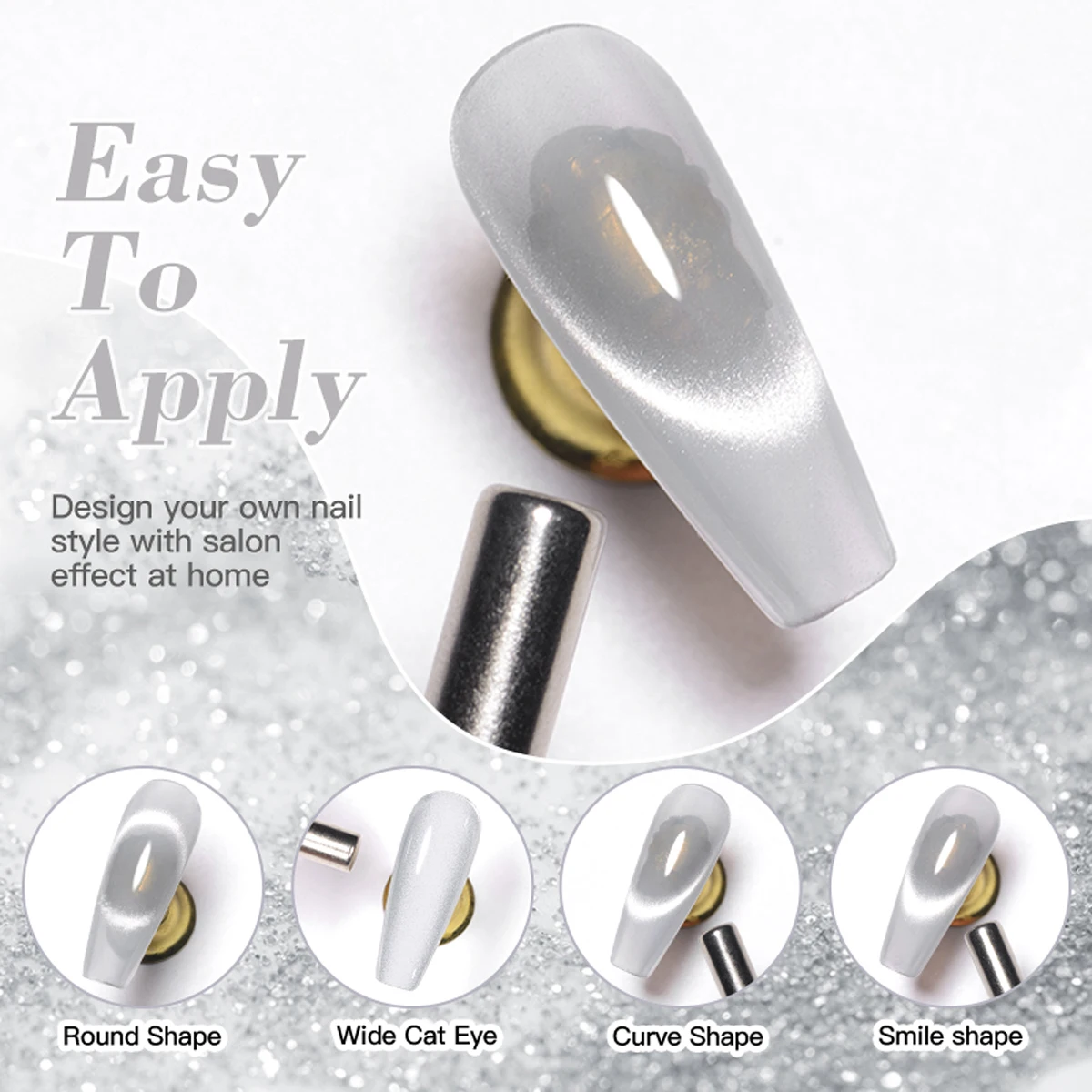 طلاء أظافر جل مغناطيسي على شكل قطة كريستال ضوء القمر 7 مل، جل الأشعة فوق البنفسجية اللامع المجسم لون كريستالي لصالون الأظافر DIY في المنزل #5