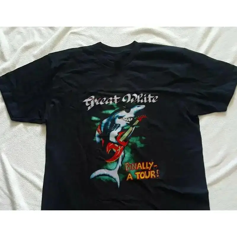 Great White Bite Back Tour Band Concert 1987 Black Men T Shirt S 5Xl New