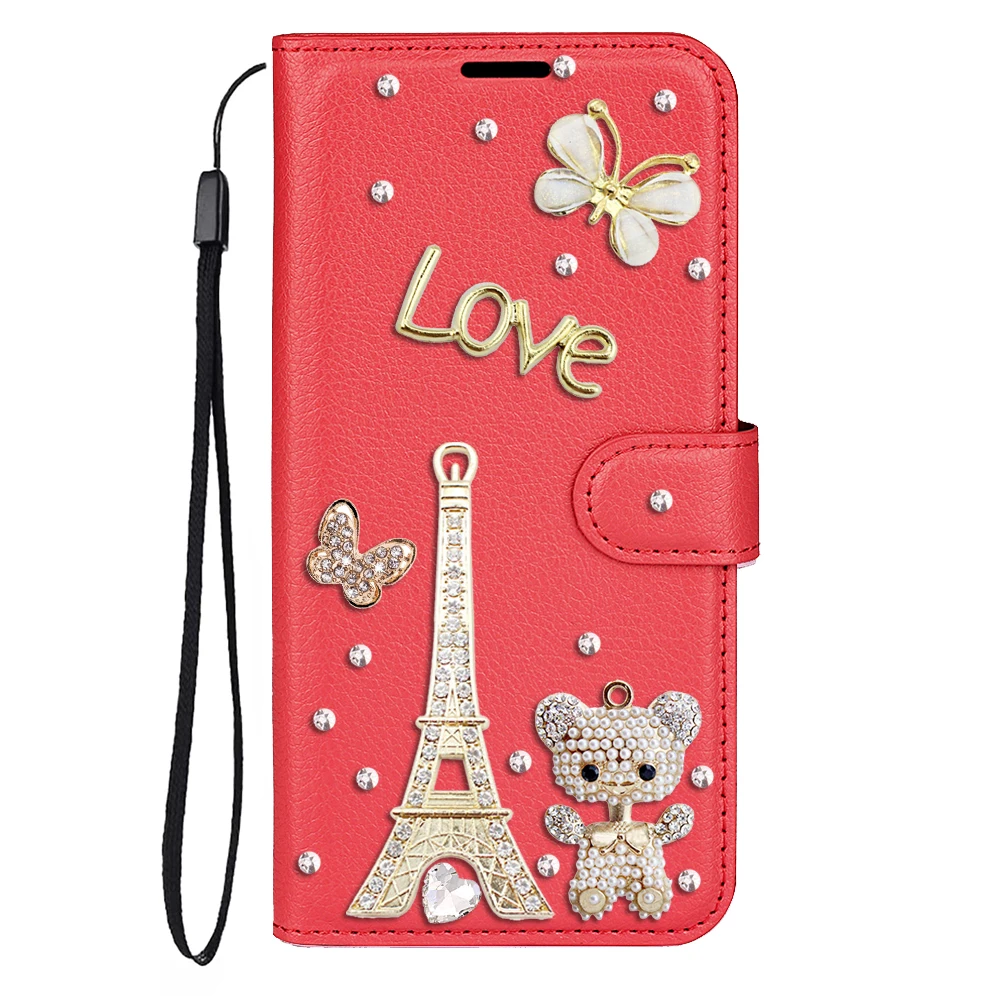 

Wallet Card Stand Flip Leather Cute Bear Phone Bag For Xiaomi Redmi 12C 11A 10 10A 10C 9 9A 9C NFC 9T 8 7A A1 A2 Plus Handmade