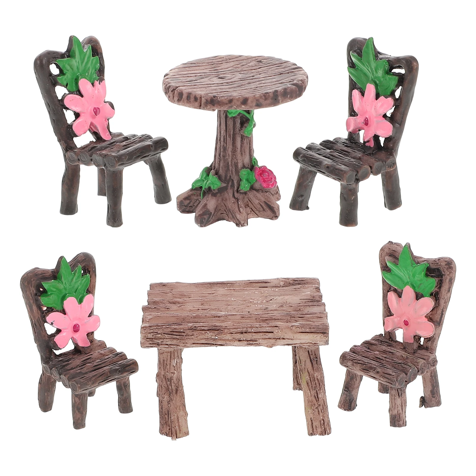 2 Sets Moss Micro Landscape Ornaments Courtyard Resin Mini Dollhouse Garden Patio Furniture Outdoor Accessories