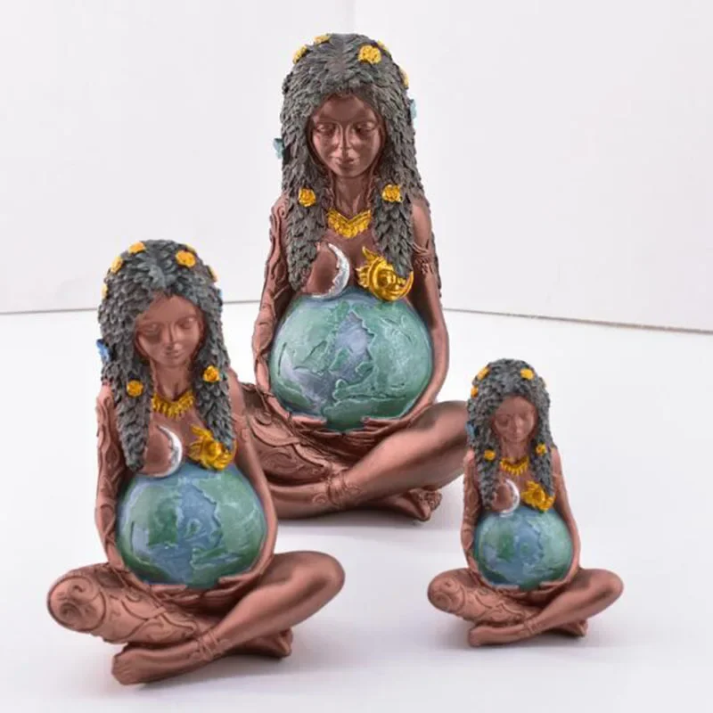 Resin Earth Mother Pregnant Woman Statue of Goddess Crafts Minature Art Figurine for Office Desktop Ornaments Home Decor