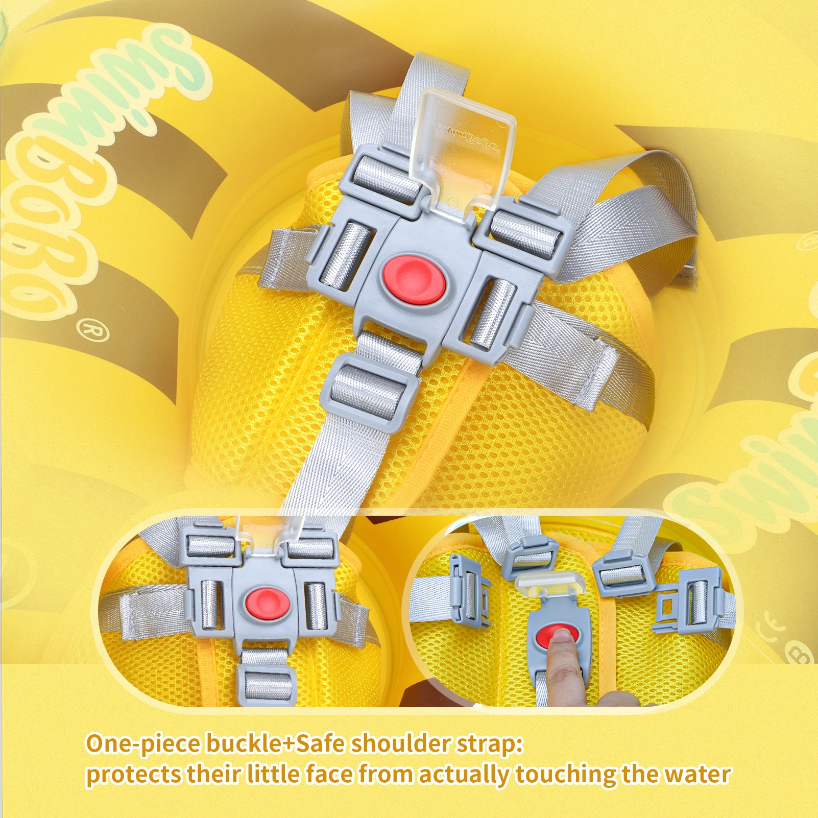 Swimbobo Yellow Kids Inflatable Baby Floating Water Toy Swimming Floats Waist Trainer Child Swim Pool Ring PVC Children Float view 3