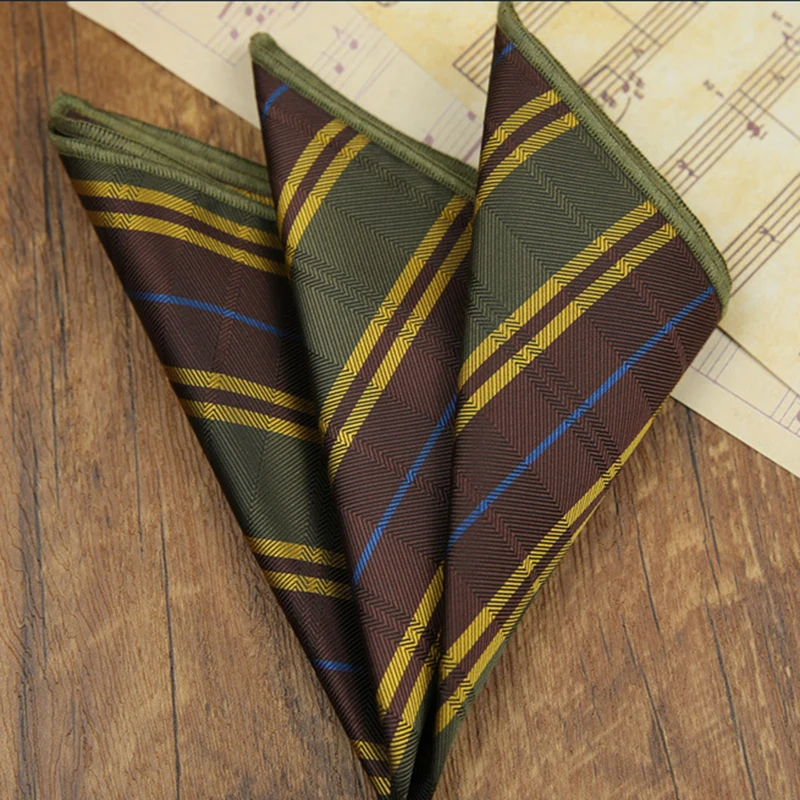 Classic Striped Pocket Square, Green Dots Design
