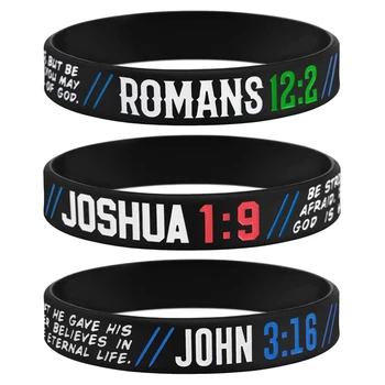 로마 종교 실리콘 고무 팔찌 손목 밴드, 기독교 성서 구절, 1 개, 3 개 