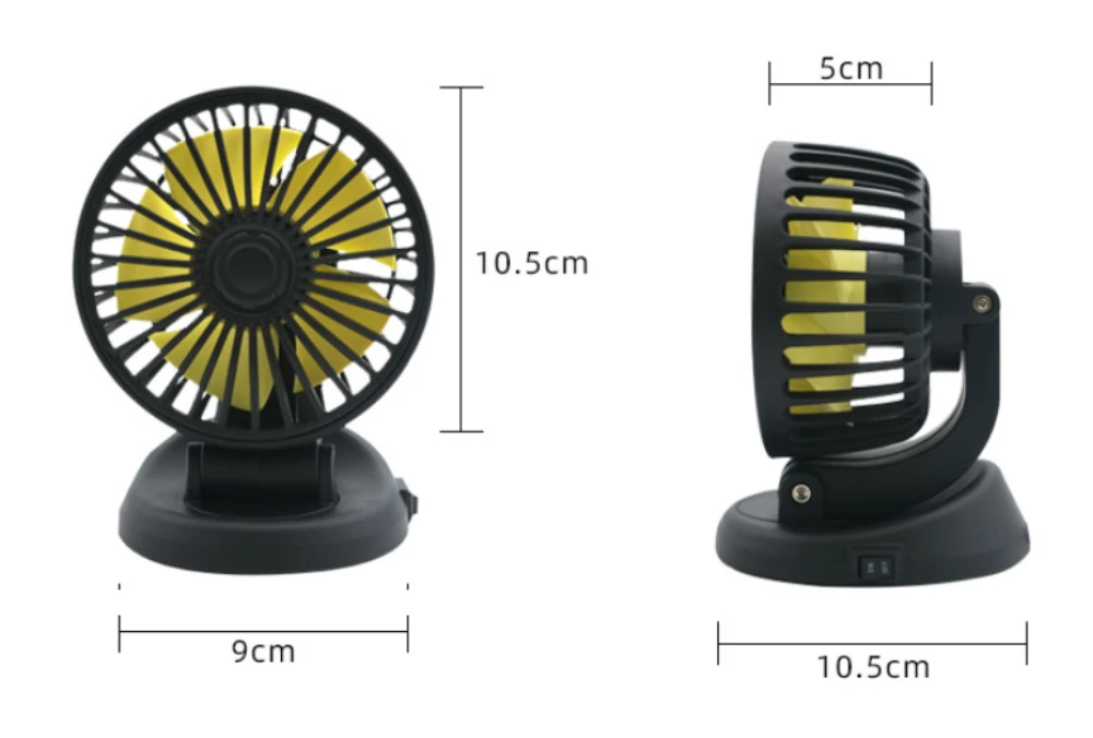 12V 24V Autoventilator 3 Köpfe 360 ° Einstellbarer, automatisch kühler Lüfter mit geringem Geräuschpegel, multifunktionaler Lüfter mit temporärer Parkkarte für Fahrzeuge. – Detail 23