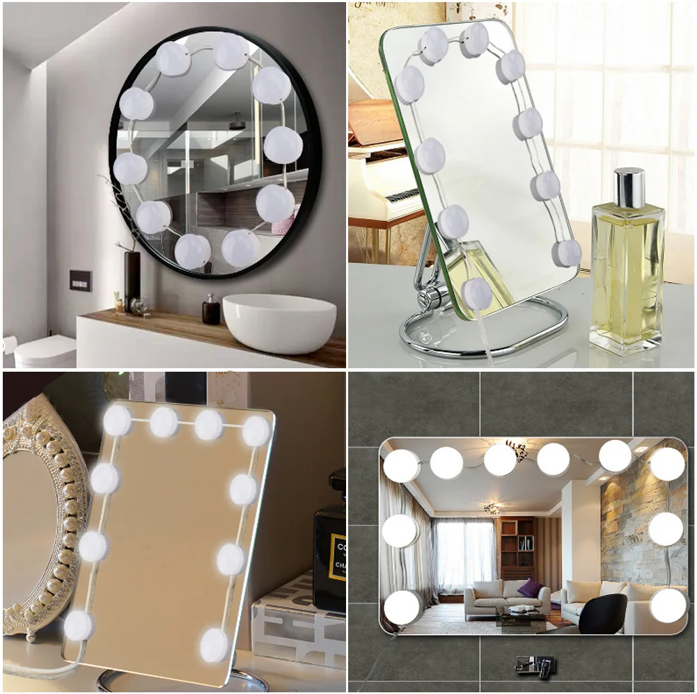 

LED Makeup Mirror Light Bulbs Hollywood Vanity Lights Beauty Bulbs Kit Bathroom Dressing Table Lighting Dimmable LED Wall Lamp